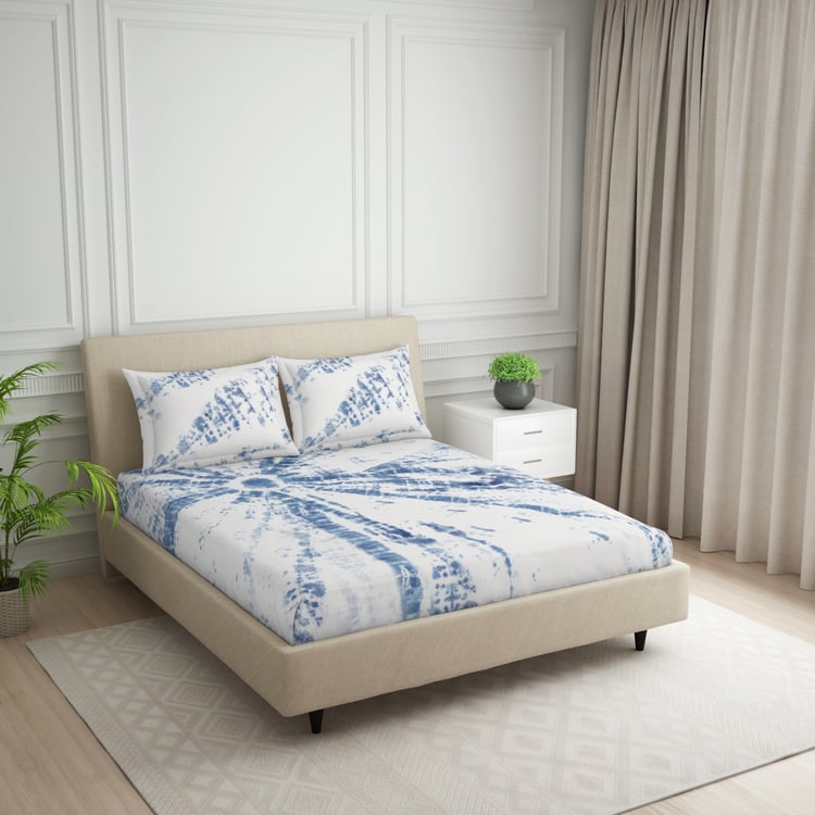 SPACES Essentials Cotton 138TC Printed 3Pcs Queen Bedsheet Set