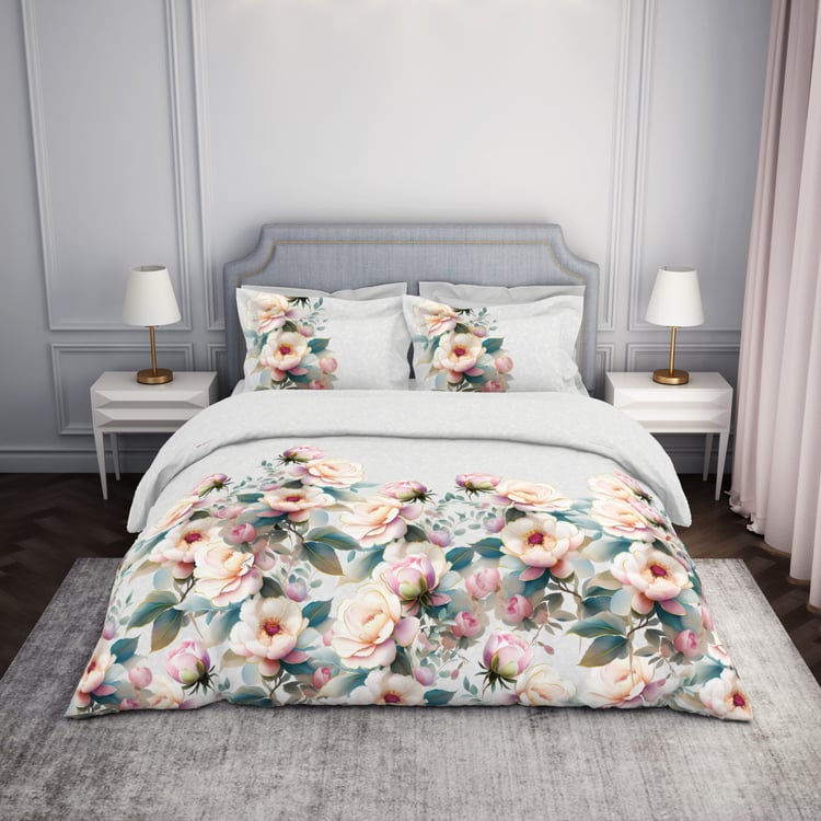SPACES Elegance Cotton 210TC Floral Print 3Pcs Super King Bedsheet Set