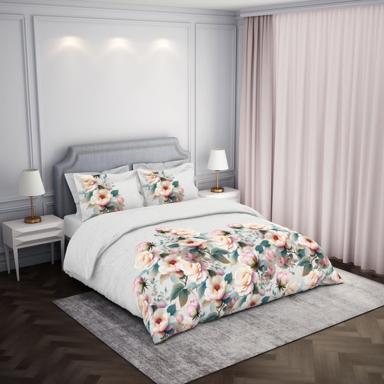 SPACES Elegance Cotton 210TC Floral Print 3Pcs Super King Bedsheet Set