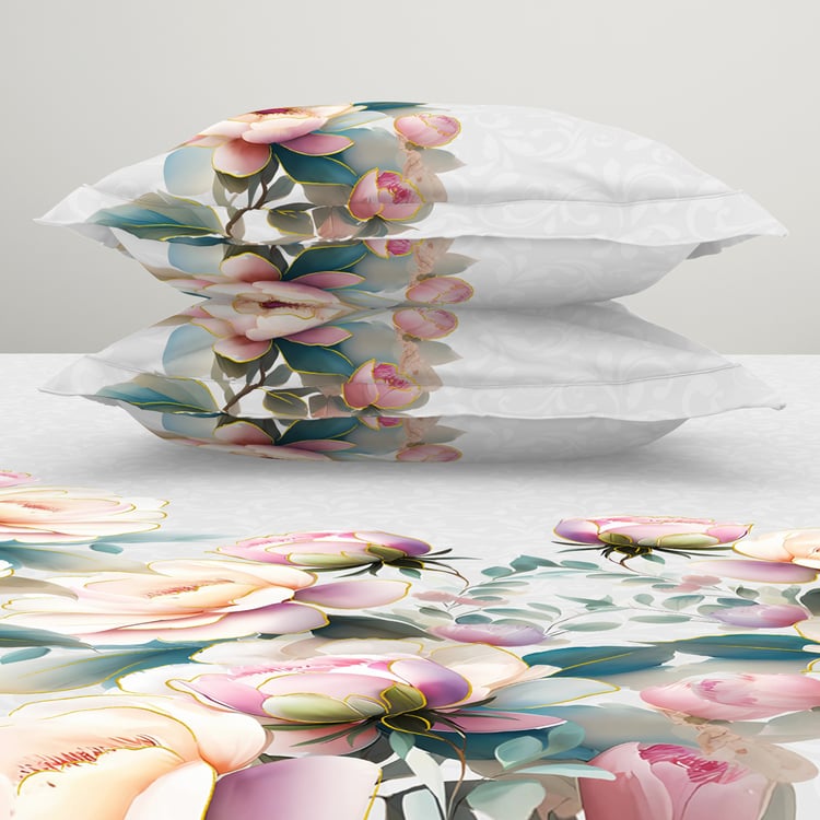 SPACES Elegance Cotton 210TC Floral Print 3Pcs Super King Bedsheet Set