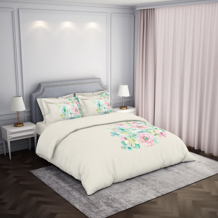 SPACES Elegance Cotton 210TC Floral Print 3Pcs Super King Bedsheet Set