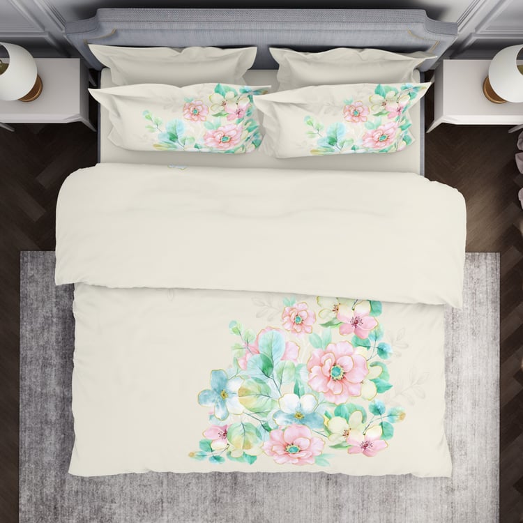 SPACES Elegance Cotton 210TC Floral Print 3Pcs Super King Bedsheet Set