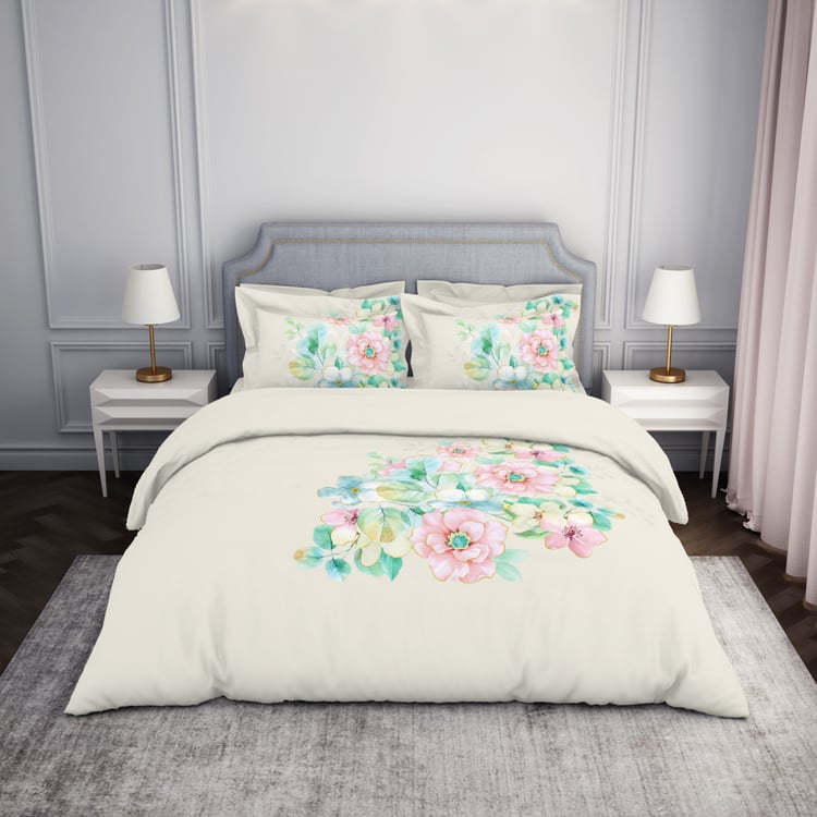 SPACES Elegance Cotton 210TC Floral Print 3Pcs Super King Bedsheet Set