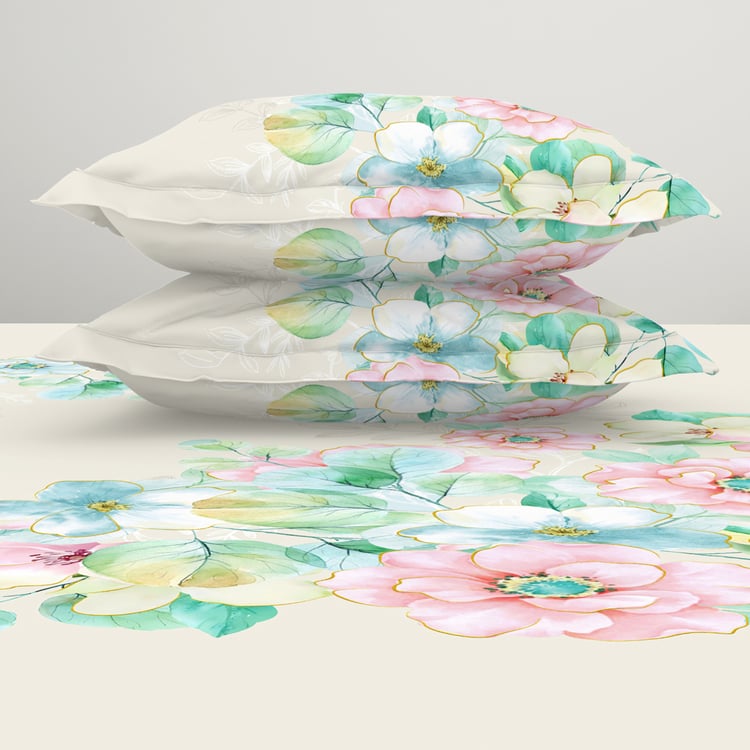 SPACES Elegance Cotton 210TC Floral Print 3Pcs Super King Bedsheet Set