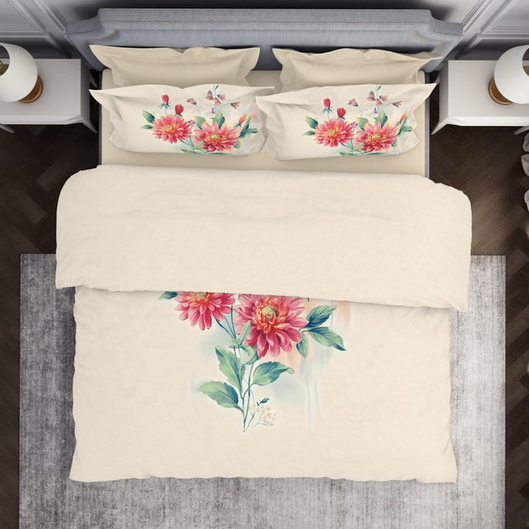 SPACES Elegance Cotton 210TC Floral Print 3Pcs Super King Bedsheet Set