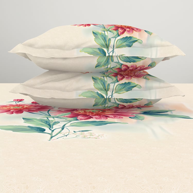 SPACES Elegance Cotton 210TC Floral Print 3Pcs Super King Bedsheet Set