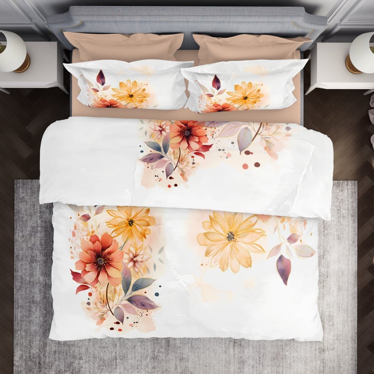 SPACES Elegance Cotton 210TC Floral Print 3Pcs Super King Bedsheet Set