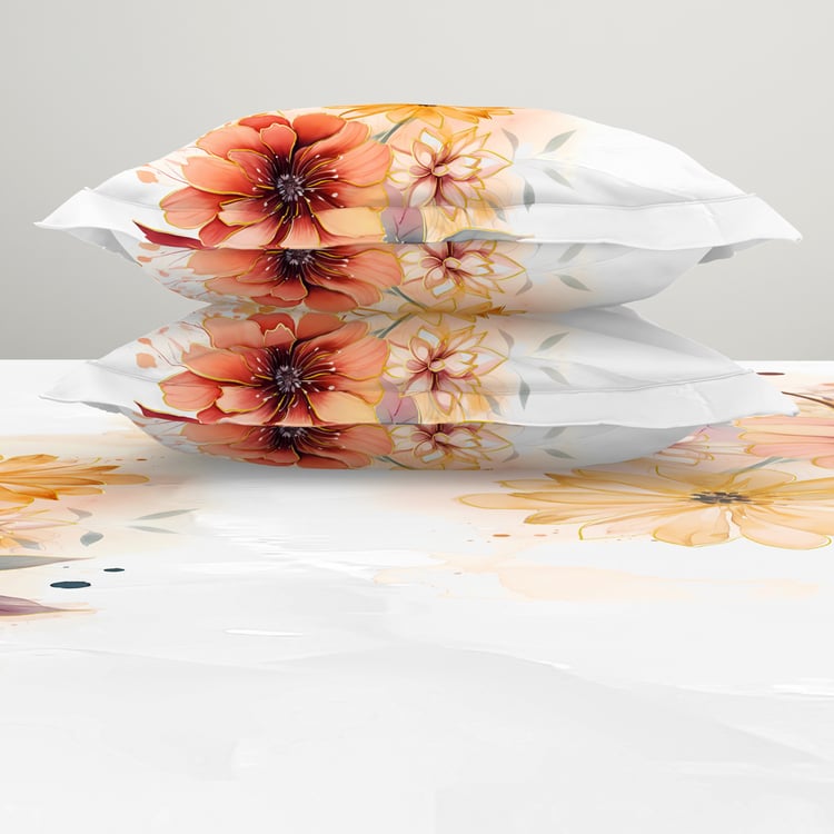 SPACES Elegance Cotton 210TC Floral Print 3Pcs Super King Bedsheet Set