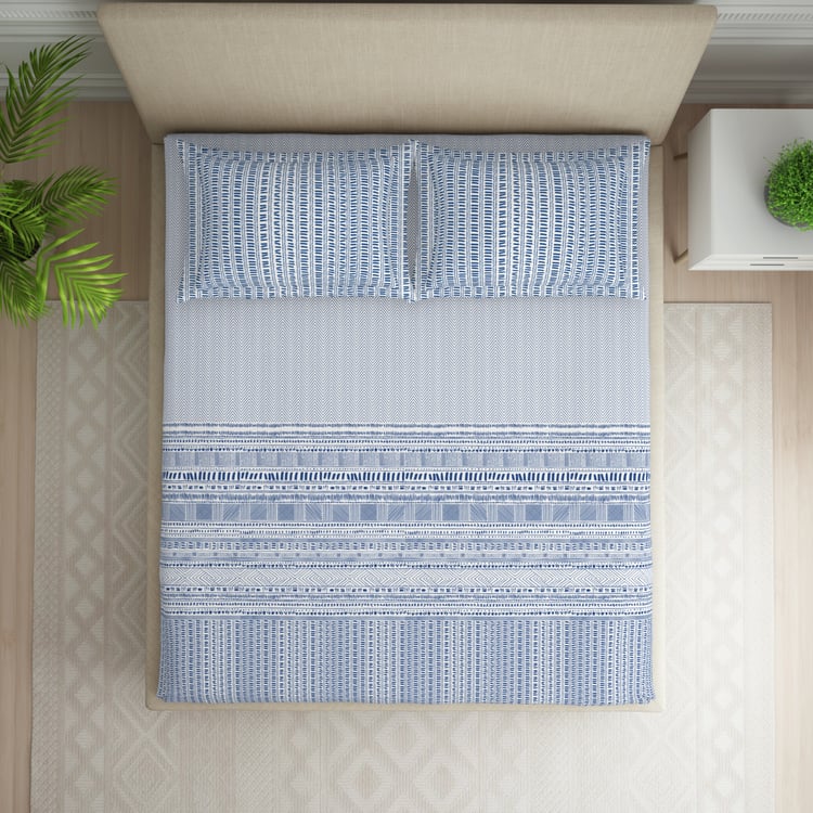 SPACES Essentials Cotton 144TC Printed 3Pcs Super King Bedsheet Set