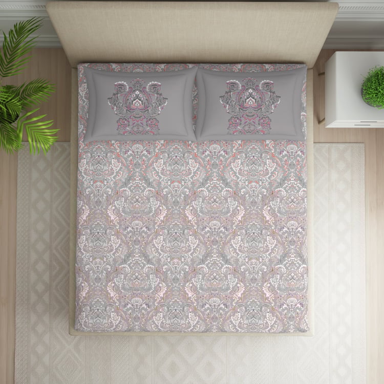 SPACES Essentials Cotton 144TC Ethnic Print 3Pcs Super King Bedsheet Set