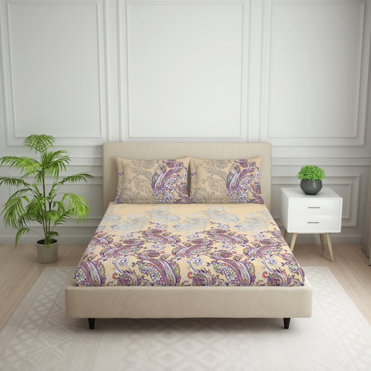 SPACES Essentials Cotton 144TC Printed 3Pcs Super King Bedsheet Set