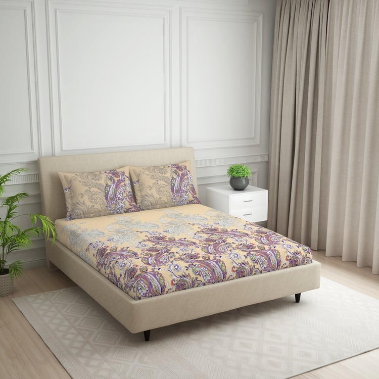 SPACES Essentials Cotton 144TC Printed 3Pcs Super King Bedsheet Set