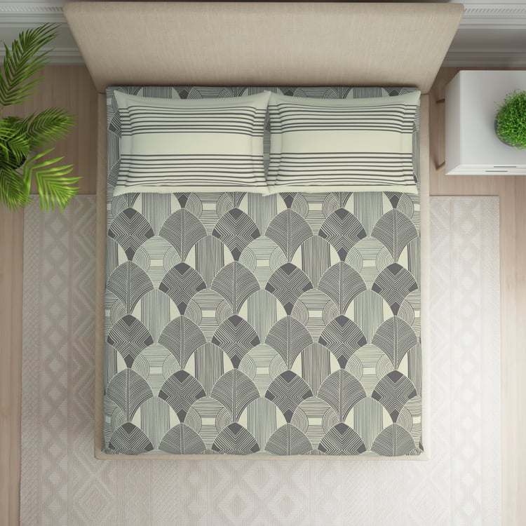SPACES Essentials Cotton 144TC Geometric Print 3Pcs Super King Bedsheet Set