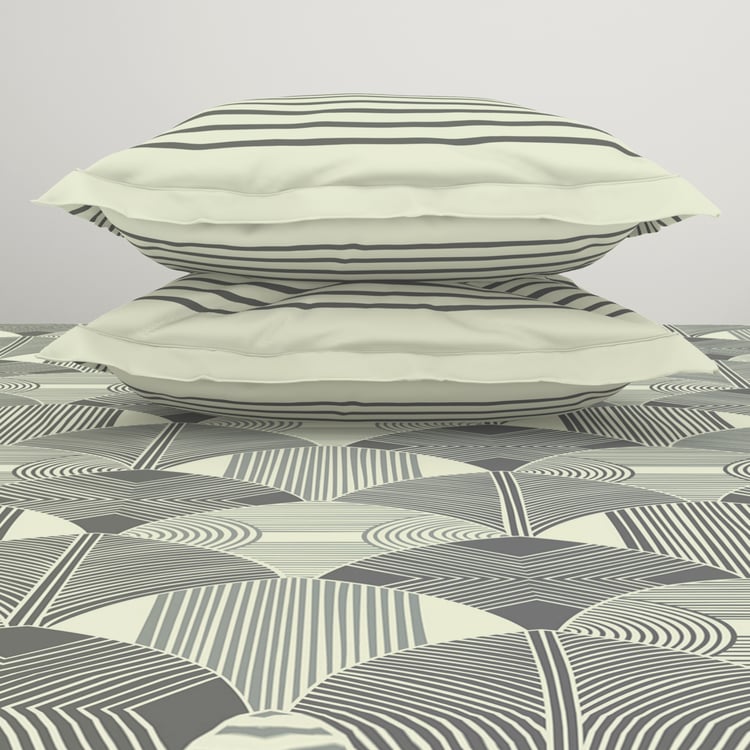 SPACES Essentials Cotton 144TC Geometric Print 3Pcs Super King Bedsheet Set