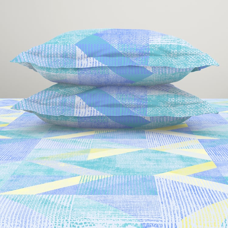 SPACES Essentials Cotton 144TC Geometric Print 3Pcs Super King Bedsheet Set