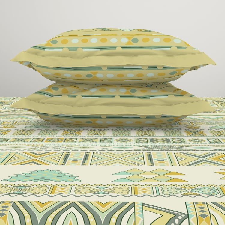 SPACES Essentials Cotton 144TC Printed 3Pcs Super King Bedsheet Set