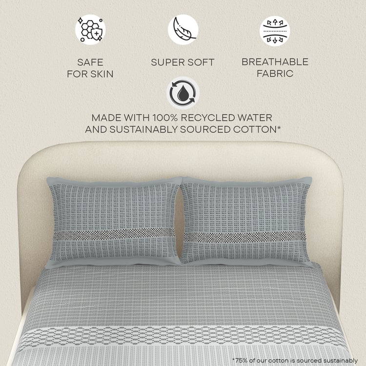 SPACES Essentials Cotton 144TC Printed 3Pcs Super King Bedsheet Set