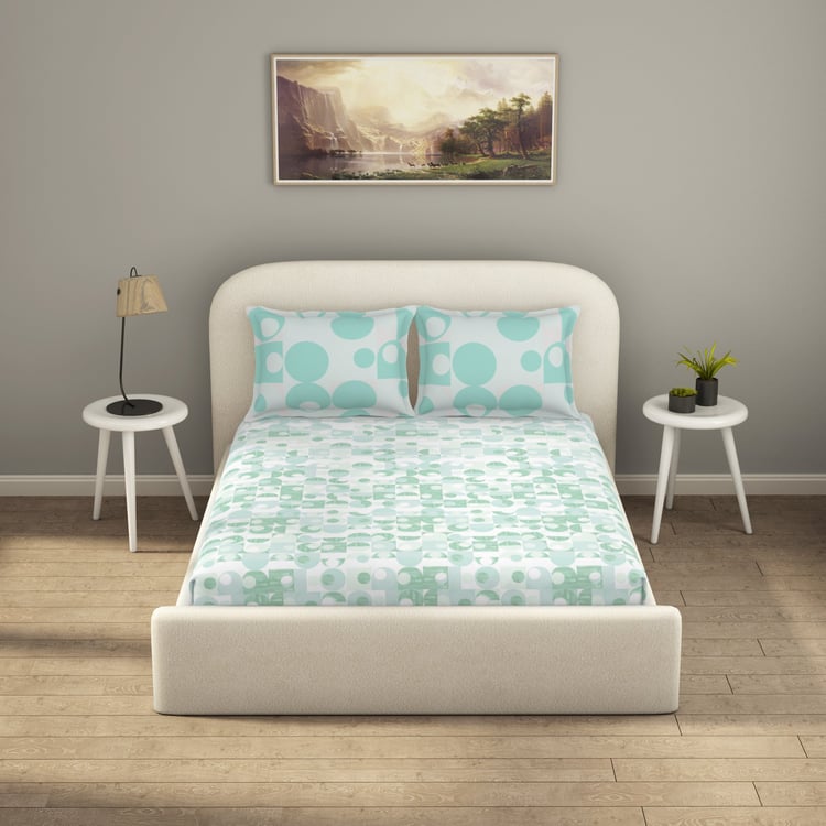 SPACES Essentials Cotton 144TC Geometric Print 3Pcs Super King Bedsheet Set