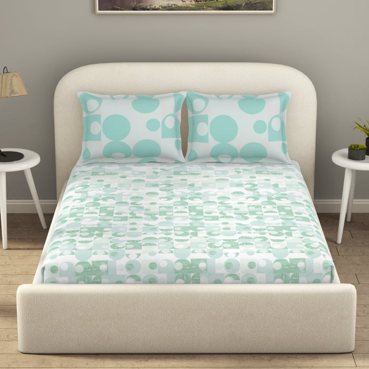 SPACES Essentials Cotton 144TC Geometric Print 3Pcs Super King Bedsheet Set