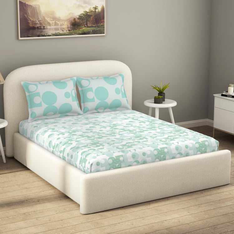 SPACES Essentials Cotton 144TC Geometric Print 3Pcs Super King Bedsheet Set