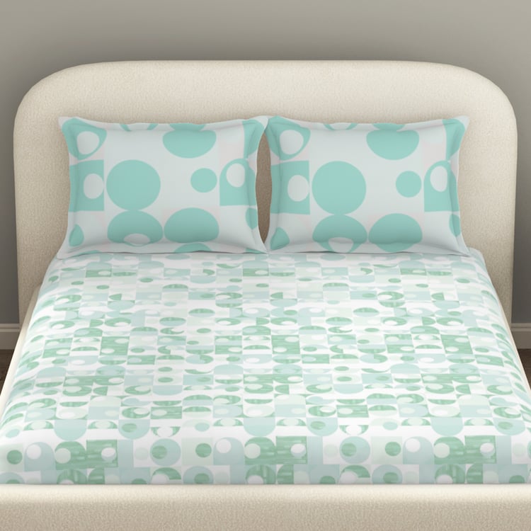 SPACES Essentials Cotton 144TC Geometric Print 3Pcs Super King Bedsheet Set
