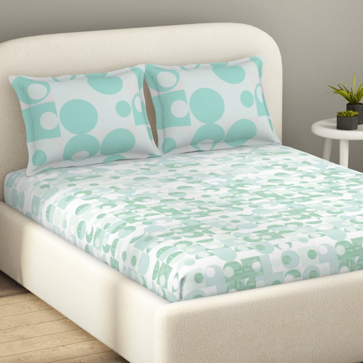 SPACES Essentials Cotton 144TC Geometric Print 3Pcs Super King Bedsheet Set