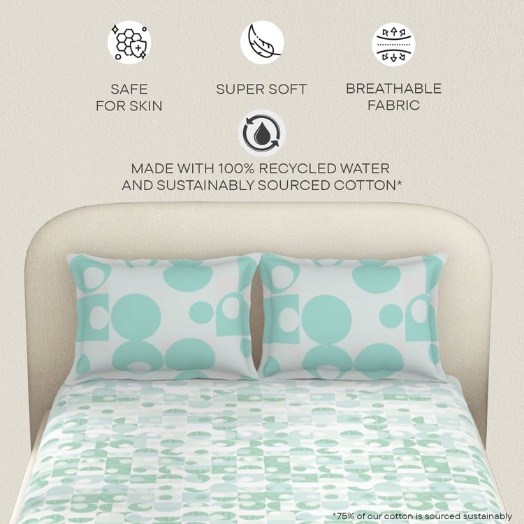 SPACES Essentials Cotton 144TC Geometric Print 3Pcs Super King Bedsheet Set