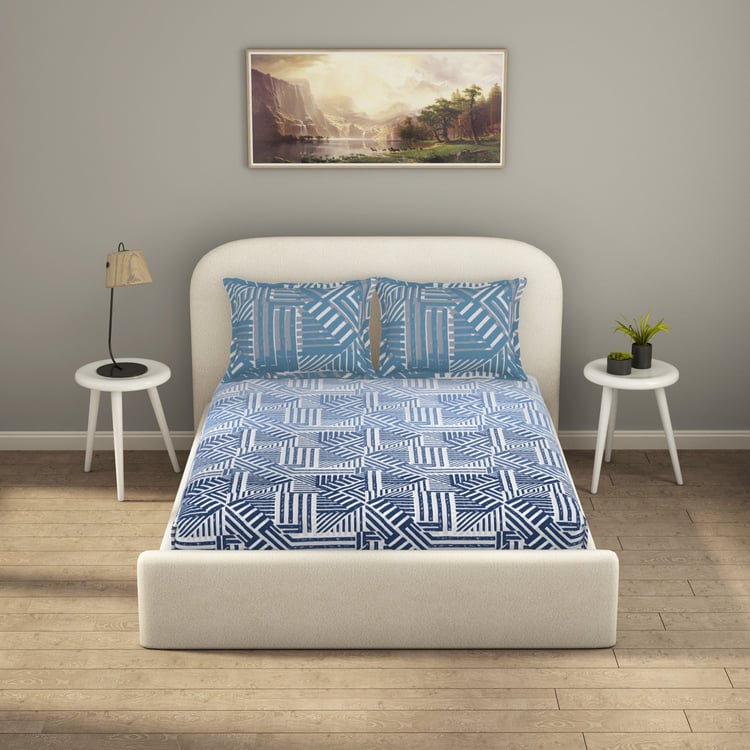 SPACES Essentials Cotton 144TC Printed 3Pcs Super King Bedsheet Set
