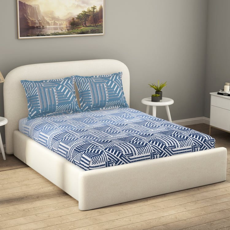 SPACES Essentials Cotton 144TC Printed 3Pcs Super King Bedsheet Set