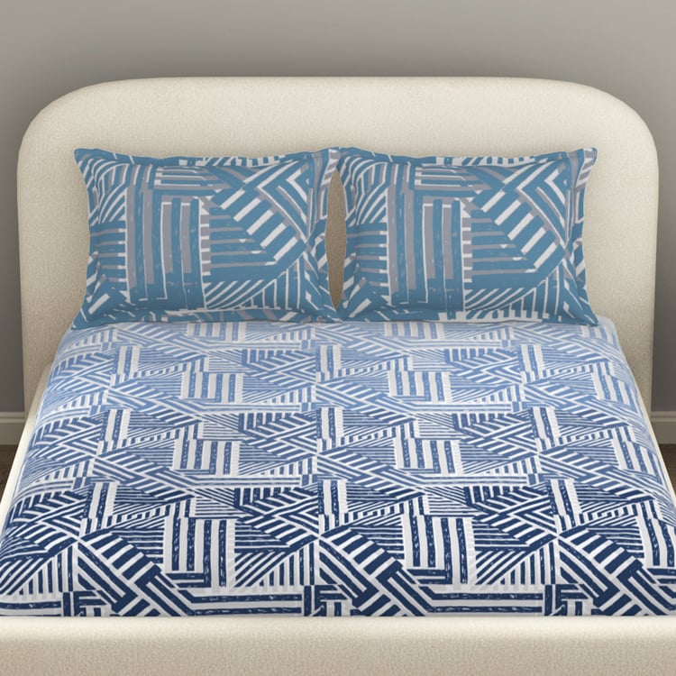 SPACES Essentials Cotton 144TC Printed 3Pcs Super King Bedsheet Set