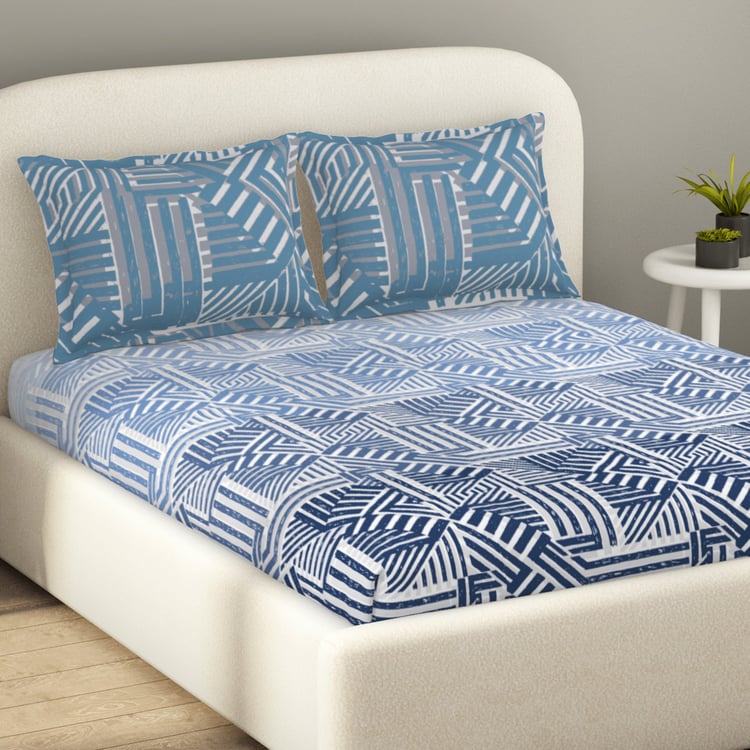 SPACES Essentials Cotton 144TC Printed 3Pcs Super King Bedsheet Set