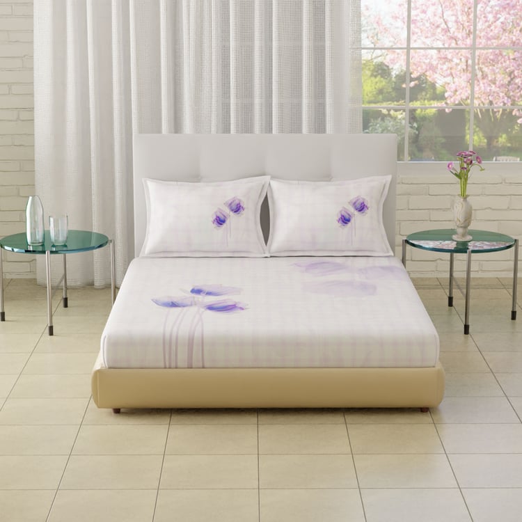 SPACES Elegance Cotton 210TC Floral Print 3Pcs Super King Bedsheet Set