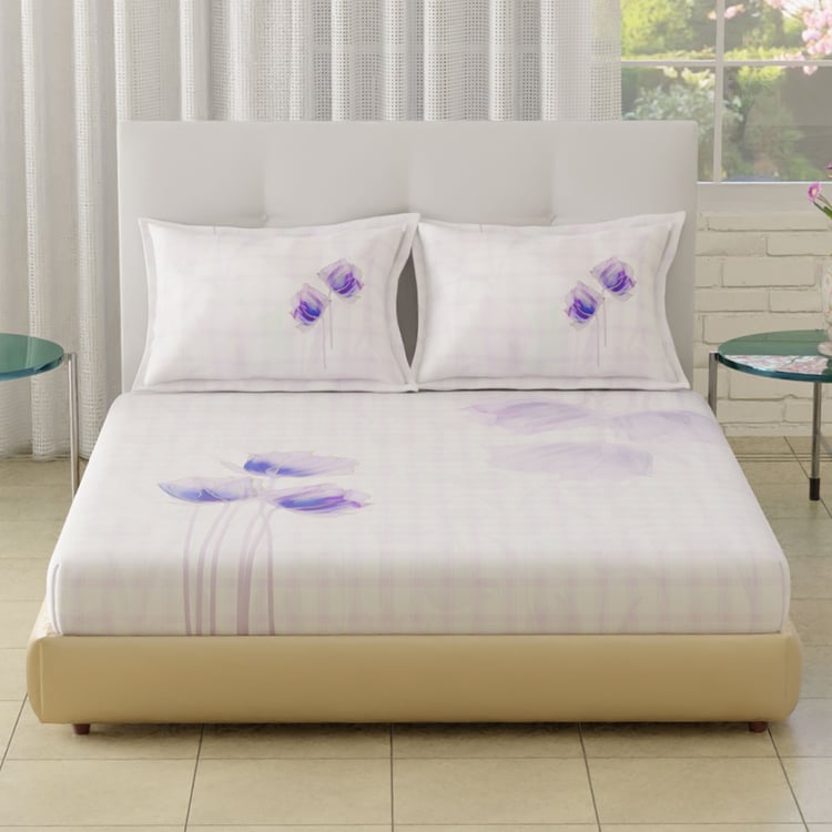 SPACES Elegance Cotton 210TC Floral Print 3Pcs Super King Bedsheet Set