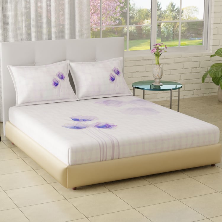 SPACES Elegance Cotton 210TC Floral Print 3Pcs Super King Bedsheet Set