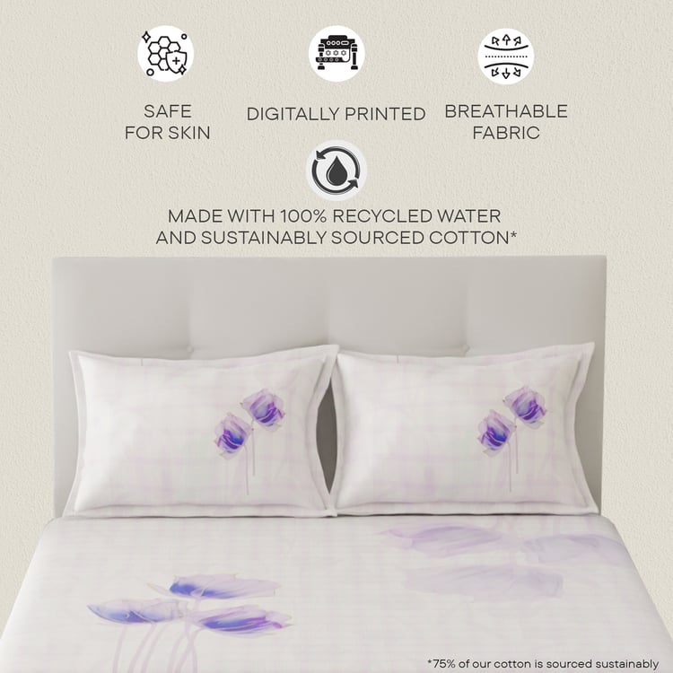 SPACES Elegance Cotton 210TC Floral Print 3Pcs Super King Bedsheet Set