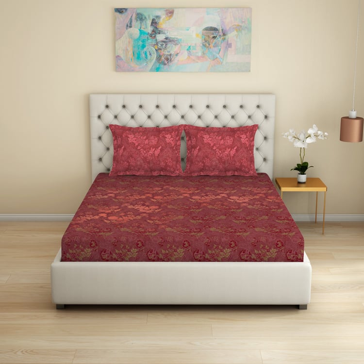SPACES Essentials Premium Cotton 138TC Floral Print 3Pcs Super King Bedsheet Set