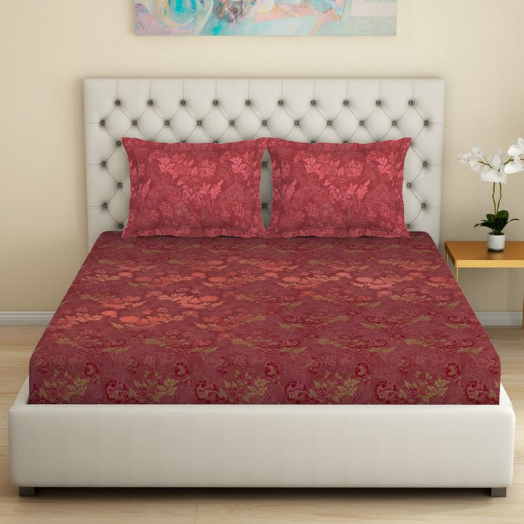 SPACES Essentials Premium Cotton 138TC Floral Print 3Pcs Super King Bedsheet Set