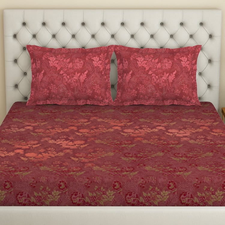SPACES Essentials Premium Cotton 138TC Floral Print 3Pcs Super King Bedsheet Set