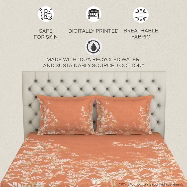 SPACES Essentials Premium 138TC Nature Print 3Pcs Super King Bedsheet Set