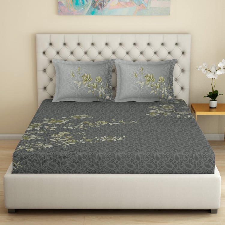 SPACES Essentials Premium 138TC Floral Print 3Pcs Super King Bedsheet Set