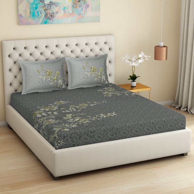 SPACES Essentials Premium 138TC Floral Print 3Pcs Super King Bedsheet Set
