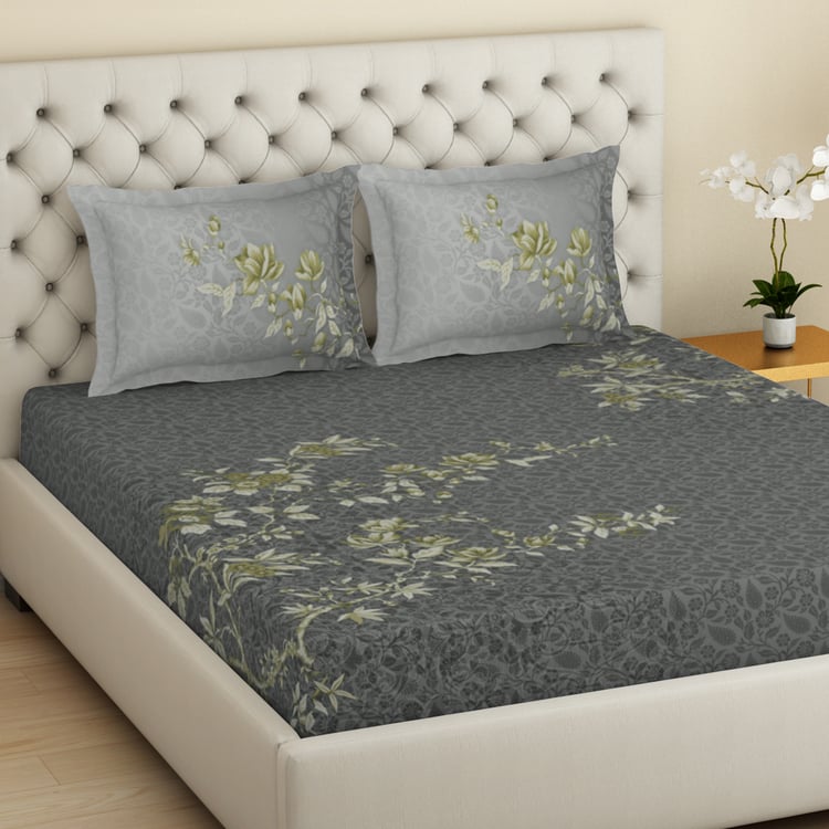 SPACES Essentials Premium 138TC Floral Print 3Pcs Super King Bedsheet Set