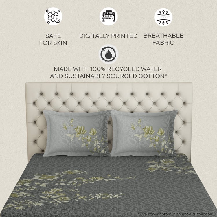 SPACES Essentials Premium 138TC Floral Print 3Pcs Super King Bedsheet Set