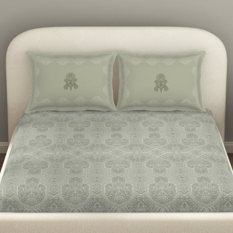 SPACES Essentials Premium Cotton 138TC Ethnic Print 3Pcs Queen Bedsheet Set