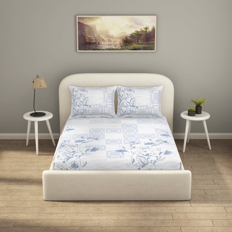 SPACES Essentials Premium Cotton 138TC Floral Print 3Pcs Queen Bedsheet Set
