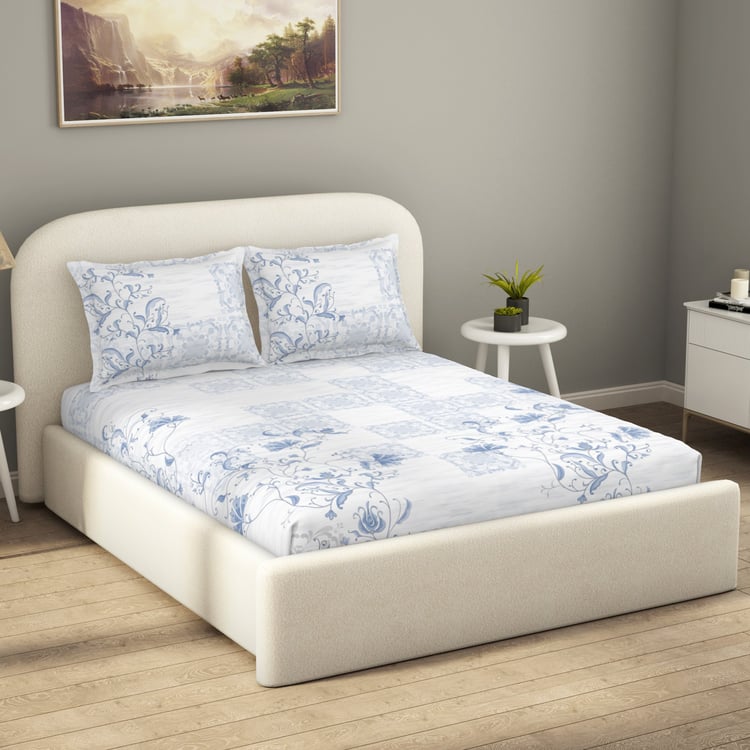 SPACES Essentials Premium Cotton 138TC Floral Print 3Pcs Queen Bedsheet Set
