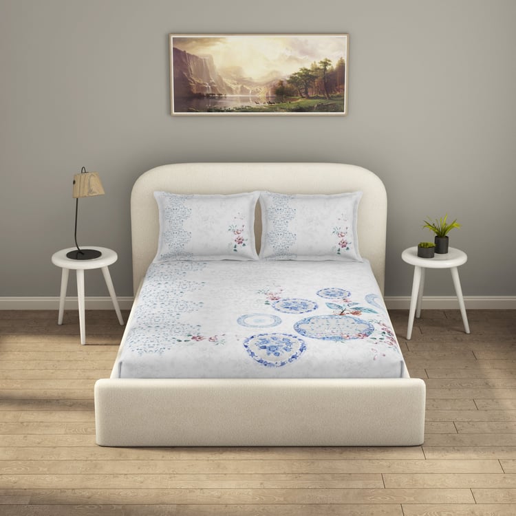 SPACES Essentials Premium 138TC Floral Print 3Pcs King Bedsheet Set