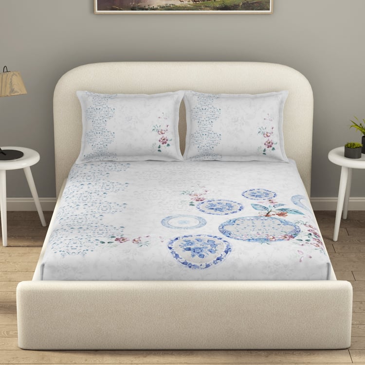 SPACES Essentials Premium 138TC Floral Print 3Pcs King Bedsheet Set