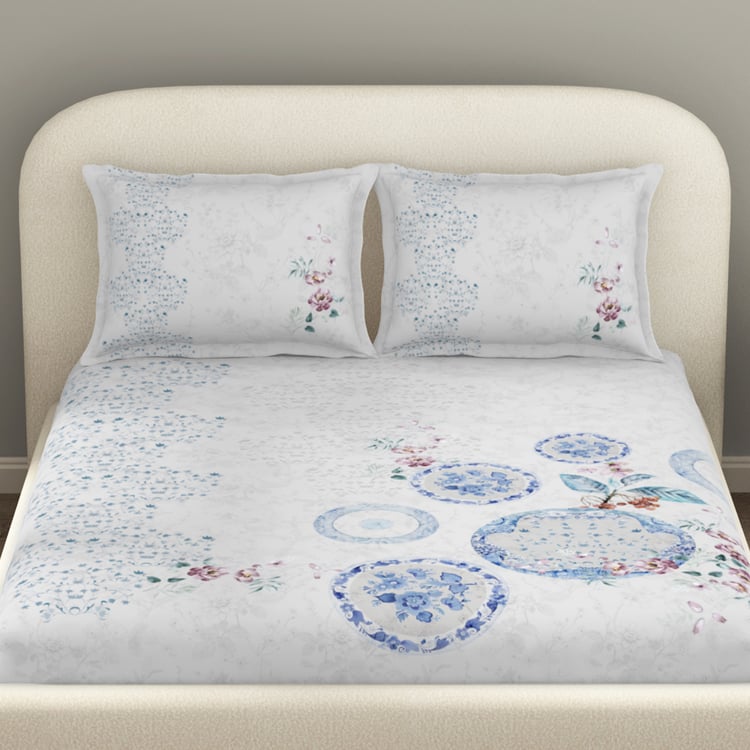 SPACES Essentials Premium 138TC Floral Print 3Pcs King Bedsheet Set