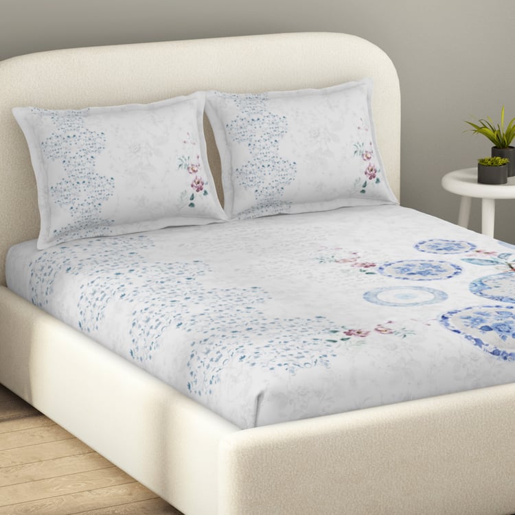 SPACES Essentials Premium 138TC Floral Print 3Pcs King Bedsheet Set